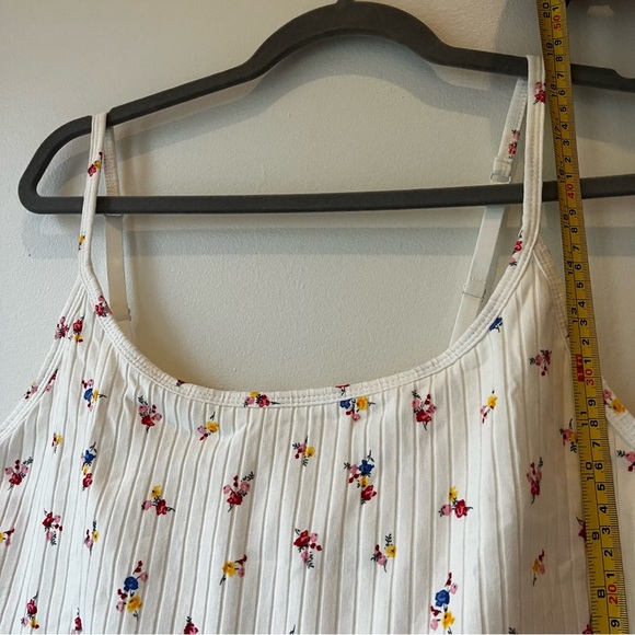 Old Navy XL Tall Ribbed Floral Tank Top Adjustable Straps White Cotton Blend NWT - Picture 7 of 12